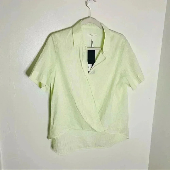 NWT Rag and Bone Kristine Faux Wrap High Lo Semi Sheer Striped Blouse - Picture 7 of 7